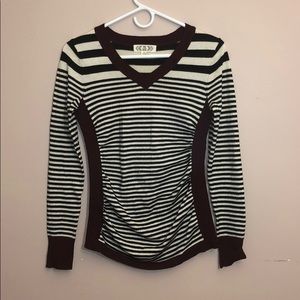 Maroon/navy/white striped sweater
